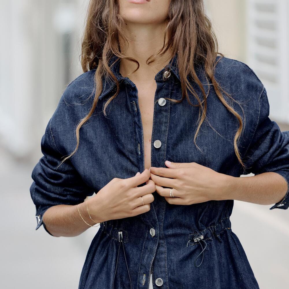 Z1975 ADJUSTABLE WAIST DENIM OVERSHIRT in Blue